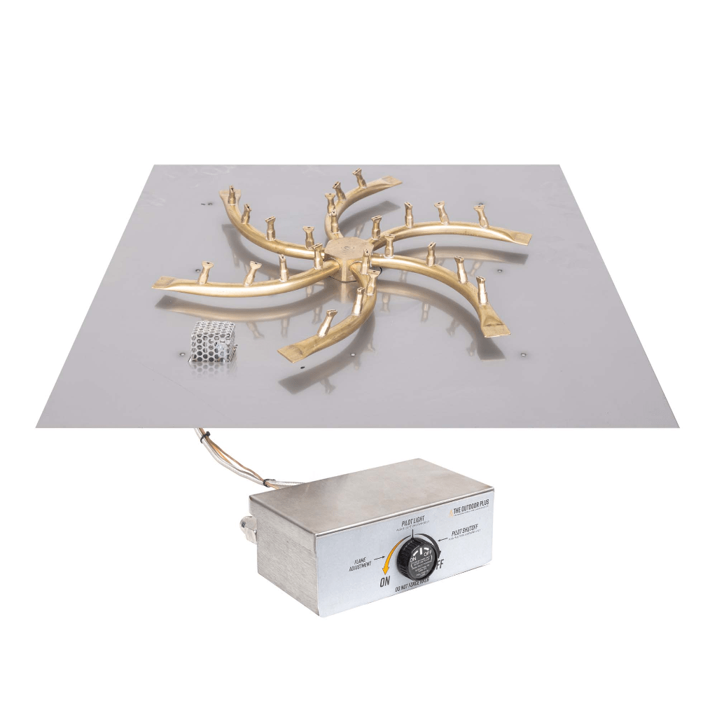 The Outdoor Plus - Square Flat Pan With Brass Triple 'S' Bullet Burner