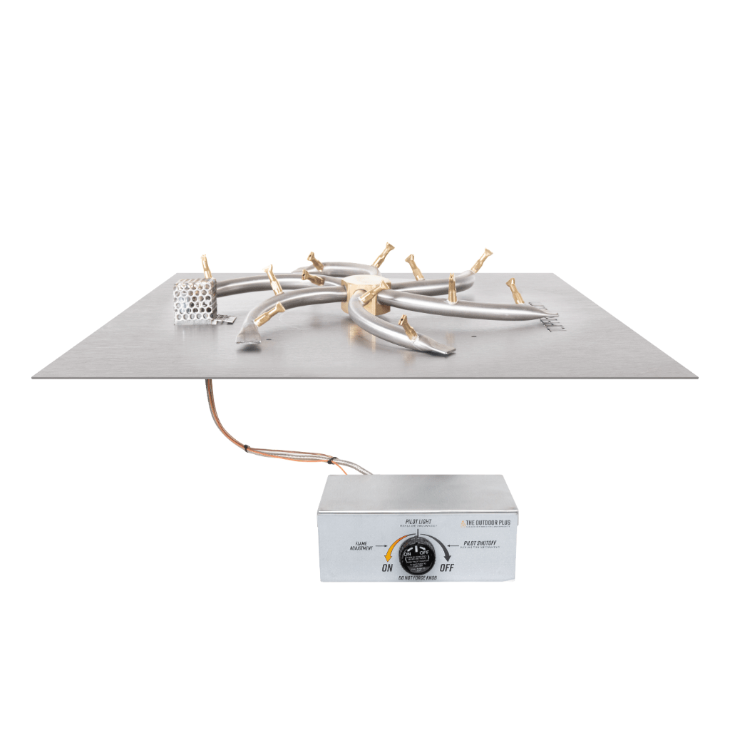 The Outdoor Plus - Square Flat Pan With Stainless Steel Triple 'S' Bullet Burner