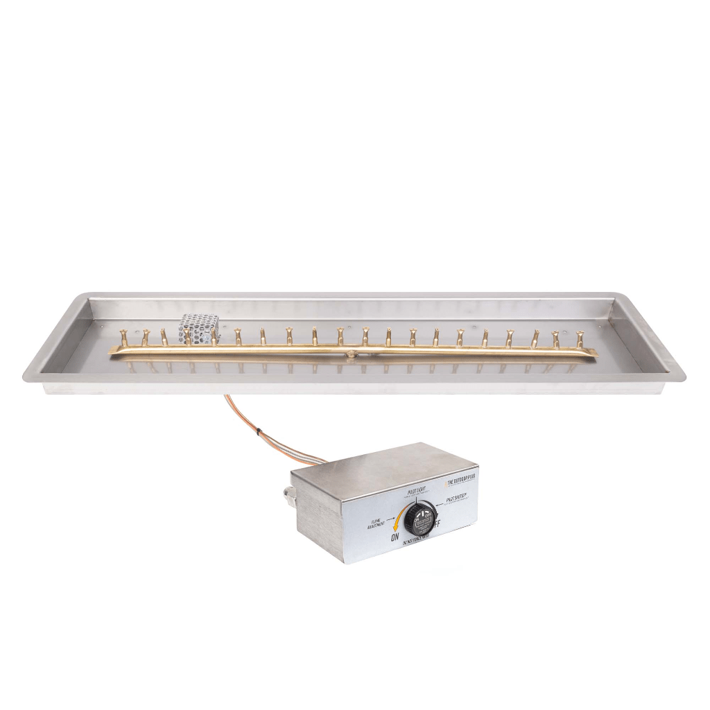 The Outdoor Plus - Rectangular Drop-in Pan With Brass Linear Bullet Burner
