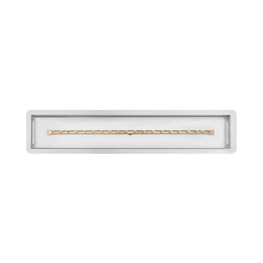 The Outdoor Plus - Rectangular Drop-in Pan With Brass Linear Bullet Burner