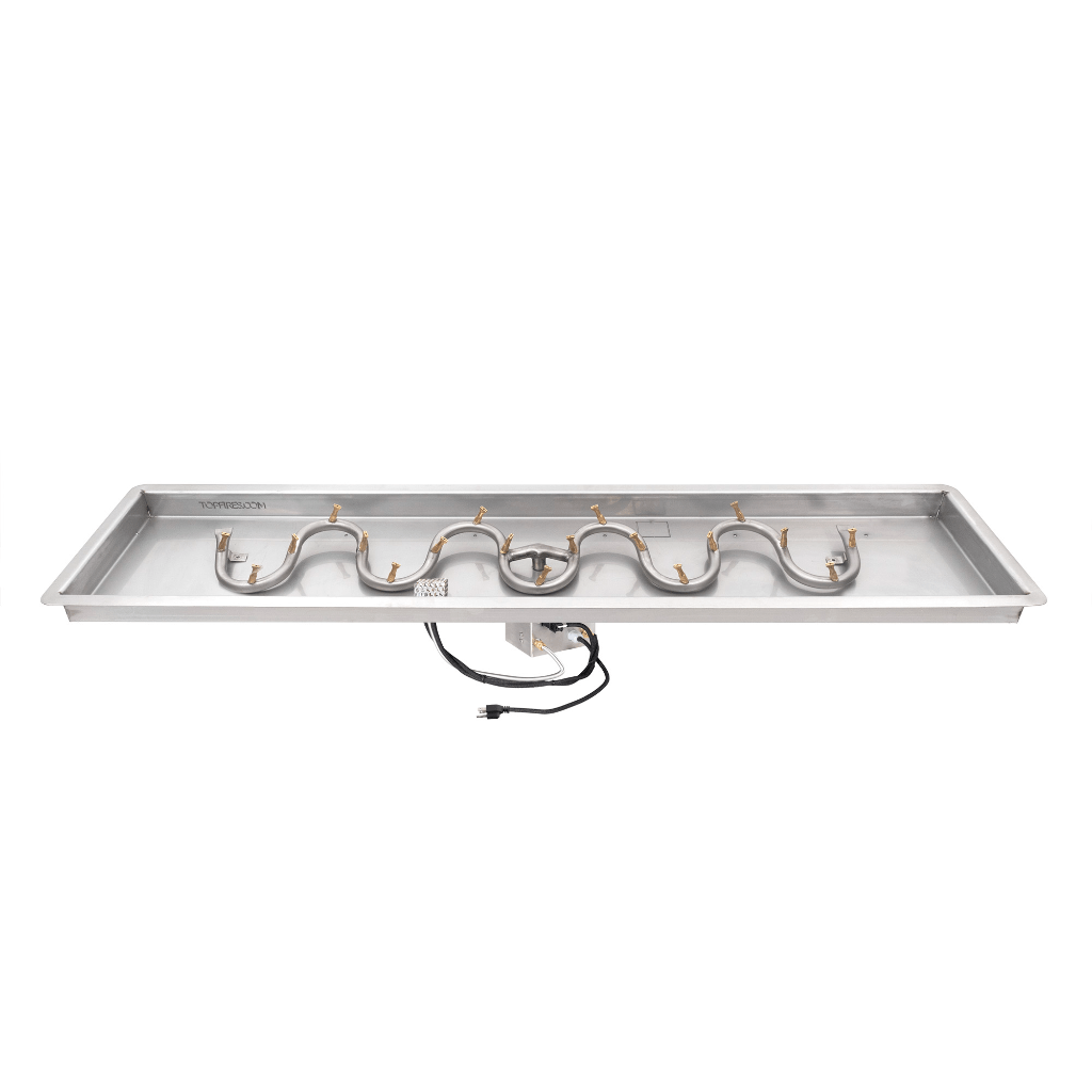 Outdoor Plus Rectangular Drop-In Fire Pit Pan - Stainless Steel Switchback Bullet Burner