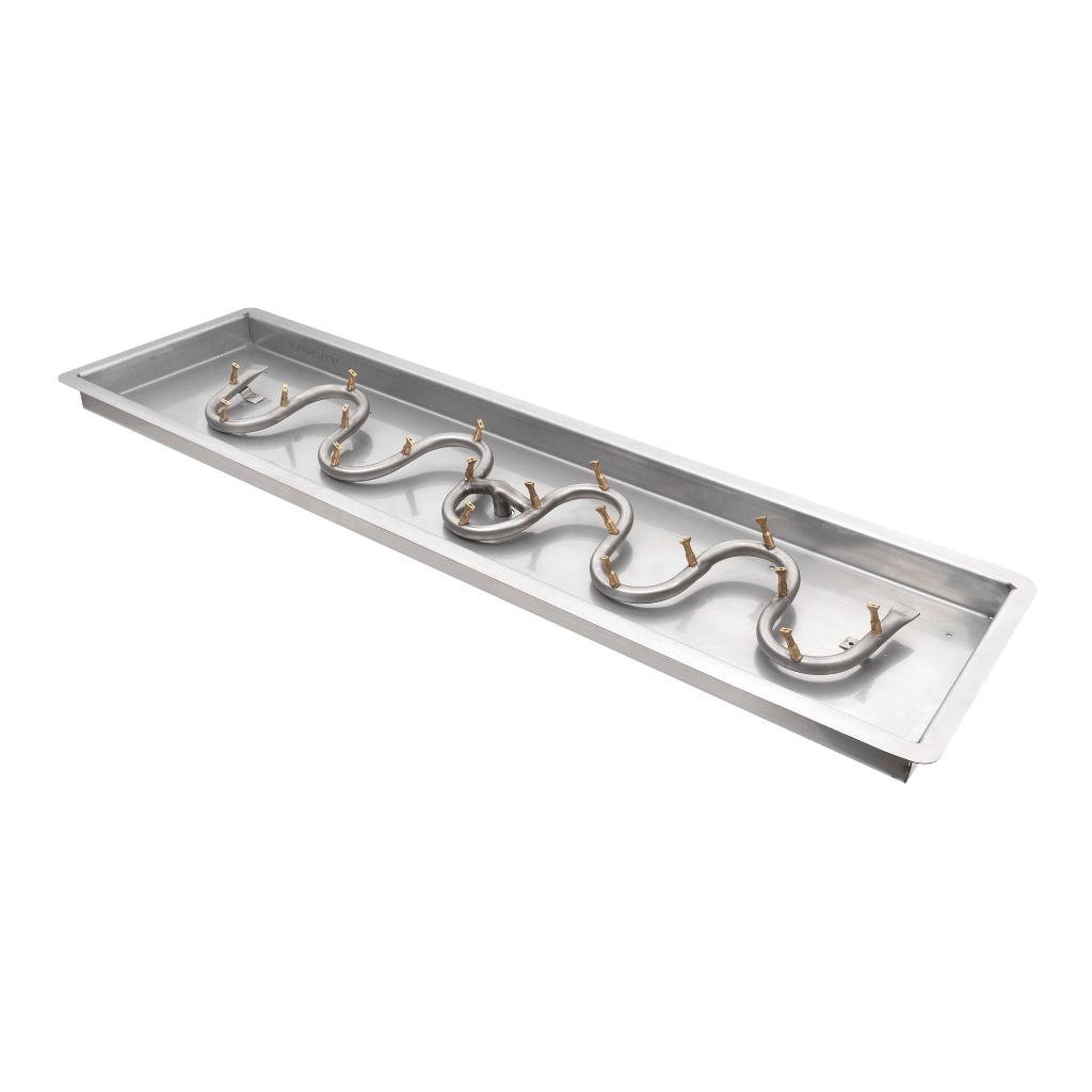 Outdoor Plus Rectangular Drop-In Fire Pit Pan - Stainless Steel Switchback Bullet Burner