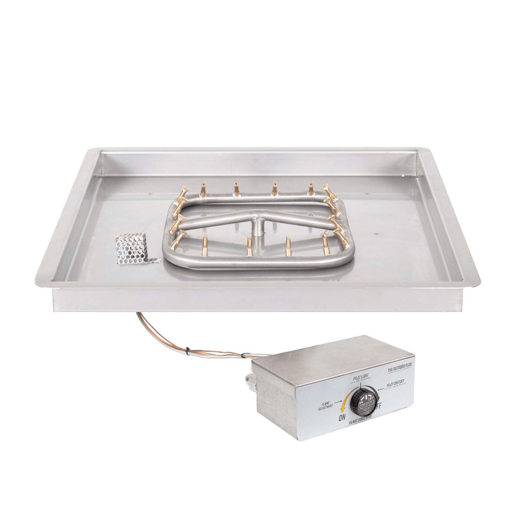 The Outdoor Plus - Square Drop-in Pan With Stainless Steel Square Bullet Burner