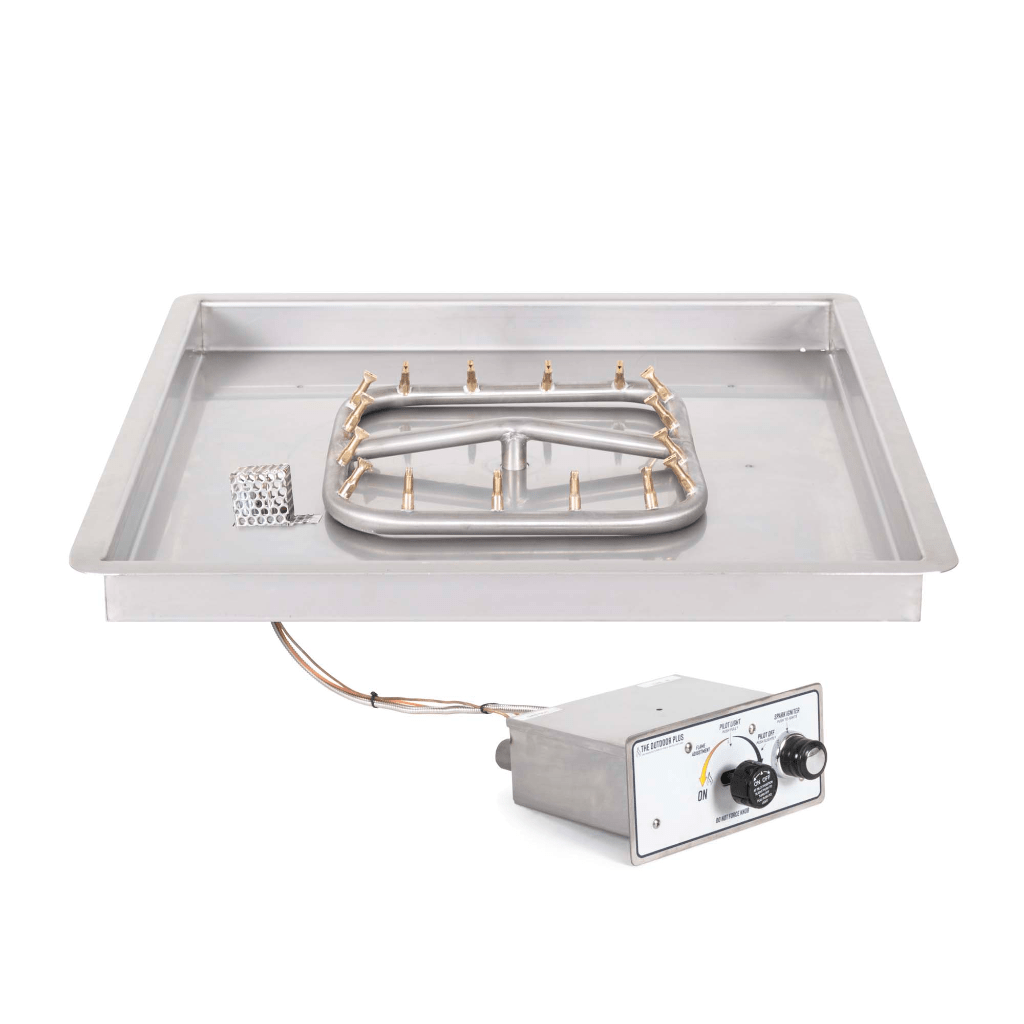 The Outdoor Plus - Square Drop-in Pan With Stainless Steel Square Bullet Burner