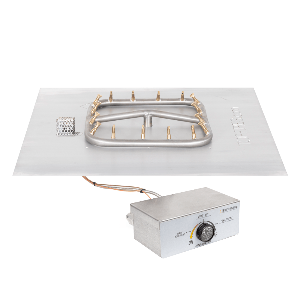 The Outdoor Plus - Square Flat Pan With Stainless Steel Square Bullet Burner