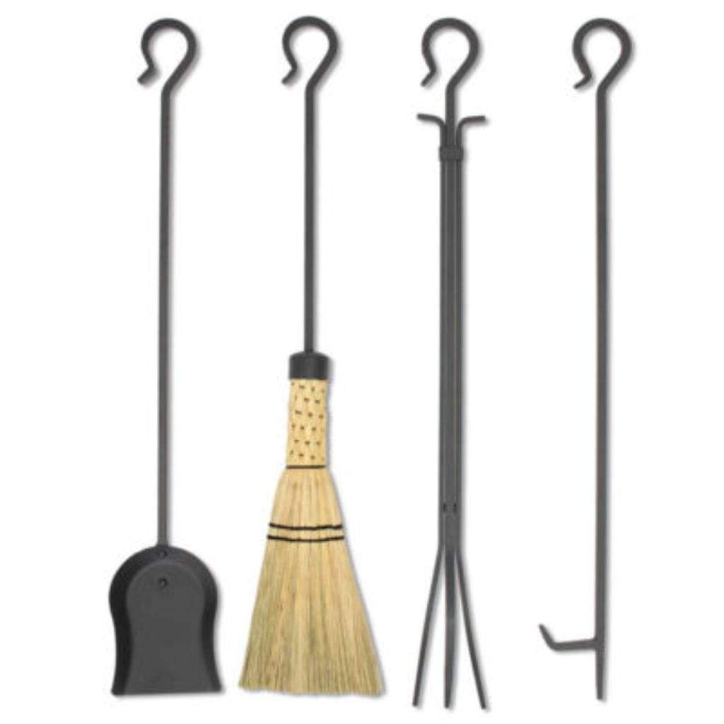 Pilgrim - Matte Black Forged Large Hearth with Corn Broom