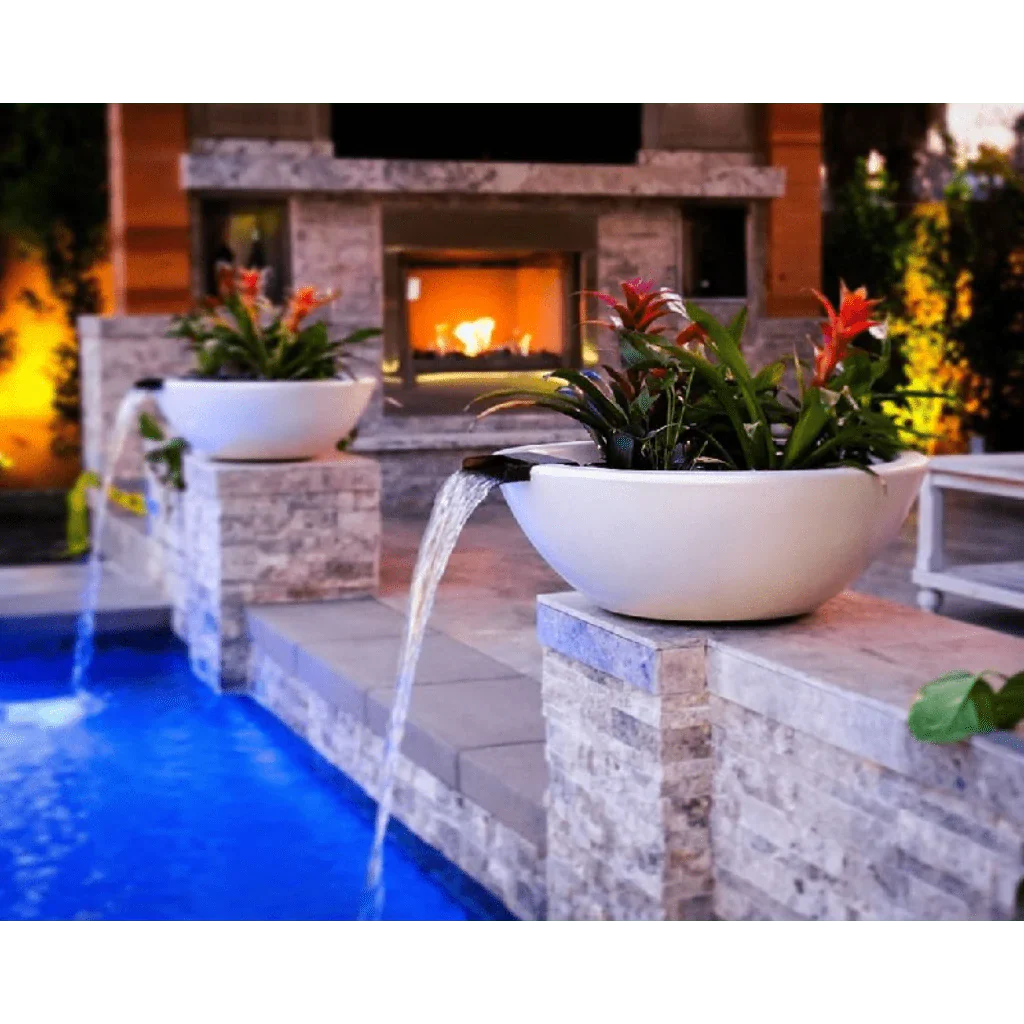 The Outdoor Plus - Sedona GFRC Concrete Round Planter and Water Bowl