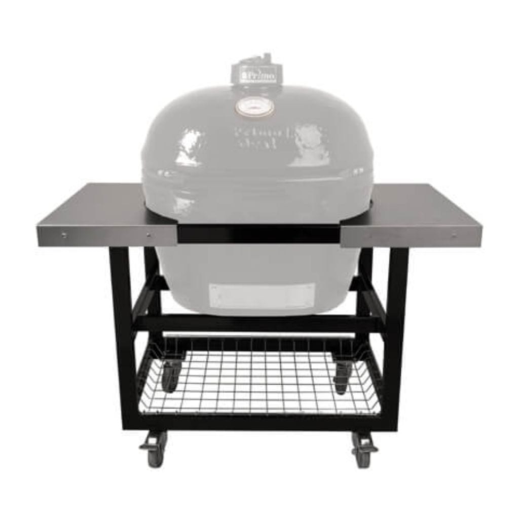 Primo Grill - Cart Base with Basket and Stainless Steel Side Shelves