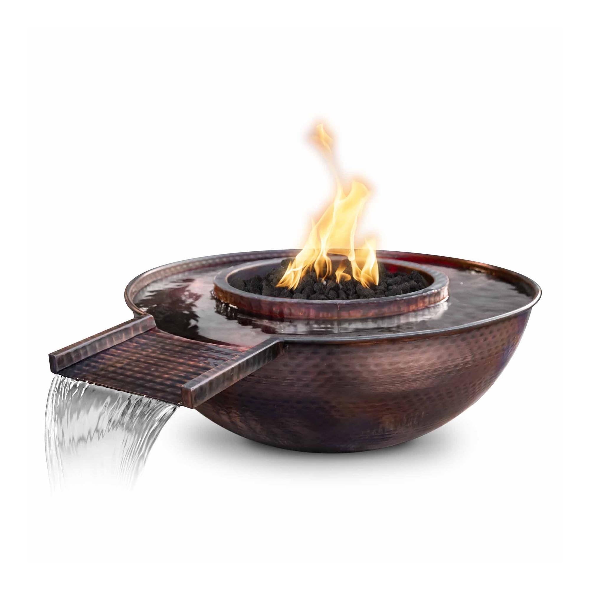 The Outdoor Plus - Sedona Hammered Copper Gravity Spill Round Fire & Water Bowl 27"