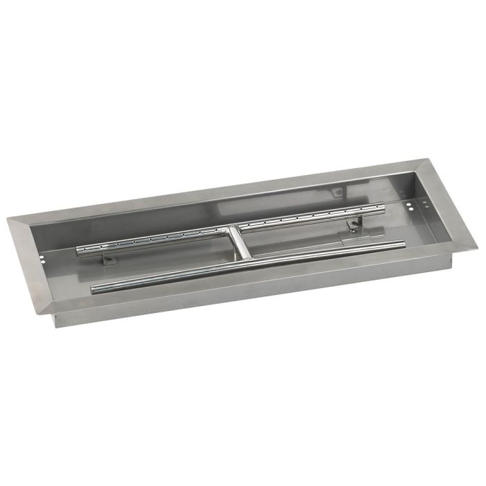 American Fireglass 24" x 8" Rectangular Drop-In Pan with Spark Ignition Kit - Natural Gas