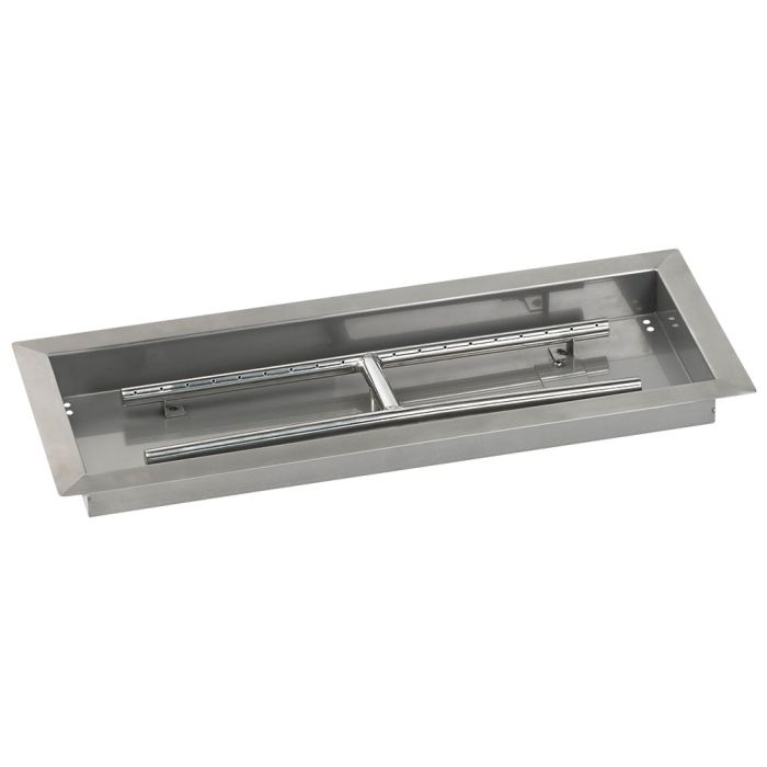 American Fireglass 24" x 8" Rectangular Drop-In Pan with Match Light Kit - Natural Gas