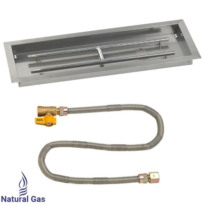 American Fireglass 30" x 10" Rectangular Drop-In Pan with Match Light Kit - Natural Gas