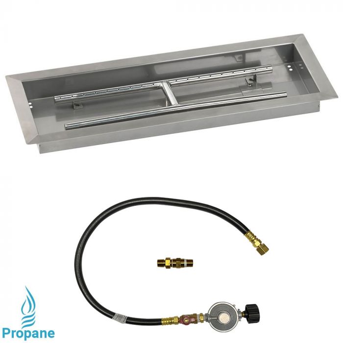 American Fireglass 24" x 8" Rectangular Drop-In Pan with Match Light Kit - Propane