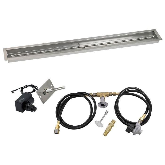American Fire G lass 60"x 6" Linear Channel Drop-In Pan with Spark Ignition Kit - Propane