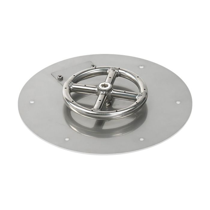 American Fireglass 12" Round Flat Pan with Match Light Kit (6" Ring) - Propane