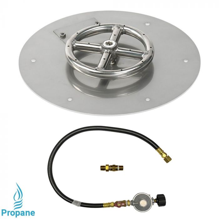 American Fireglass 12" Round Flat Pan with Match Light Kit (6" Ring) - Propane