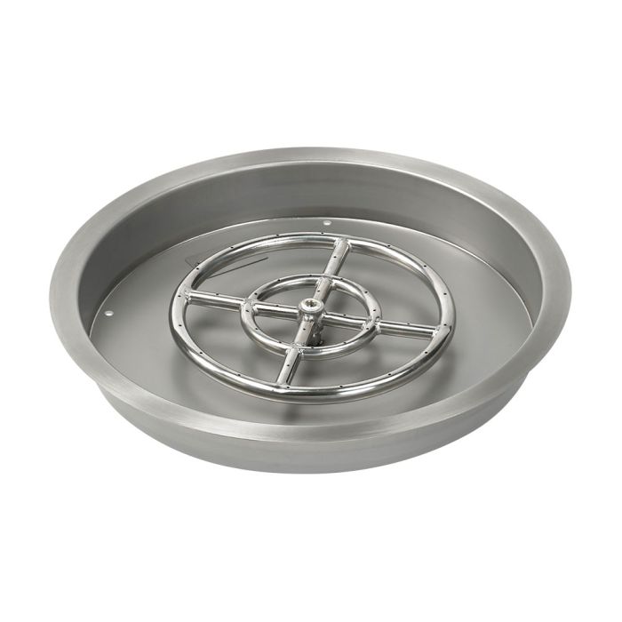 American Fireglass 19" Round Drop-In Pan with Match Light Kit (12" Fire Pit Ring) - Propane
