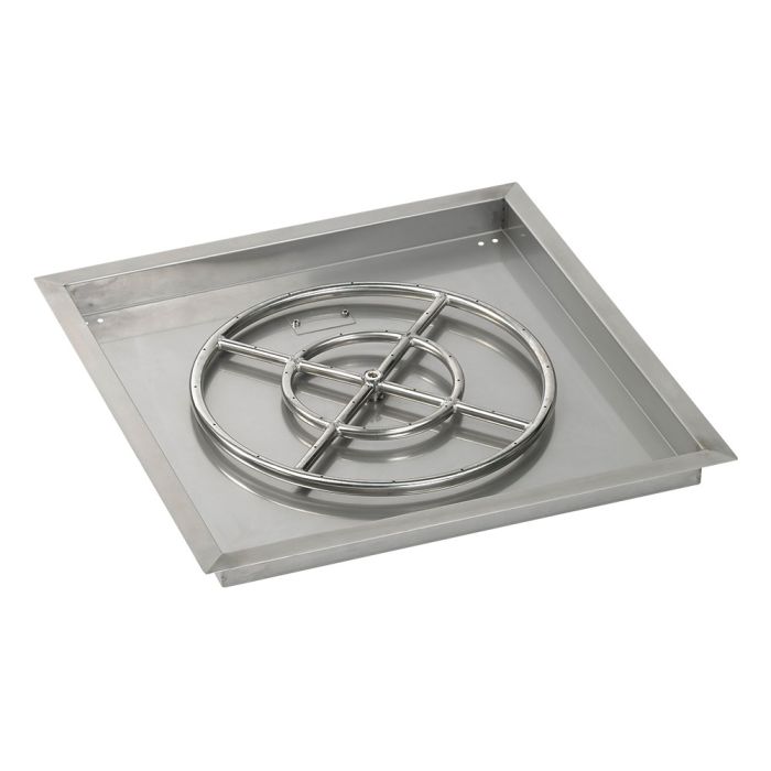American Fireglass 24" Square Drop-In Pan with Match Light Kit (18" Fire Pit Ring) - Natural Gas
