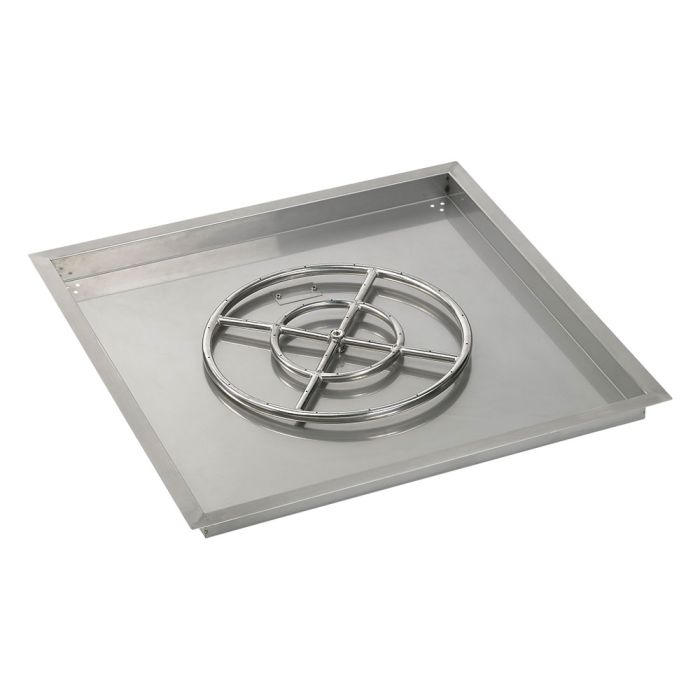 American Fire Glass 30" Square Drop-In Pan with Match Light Kit (18" Fire Pit Ring) - Natural Gas