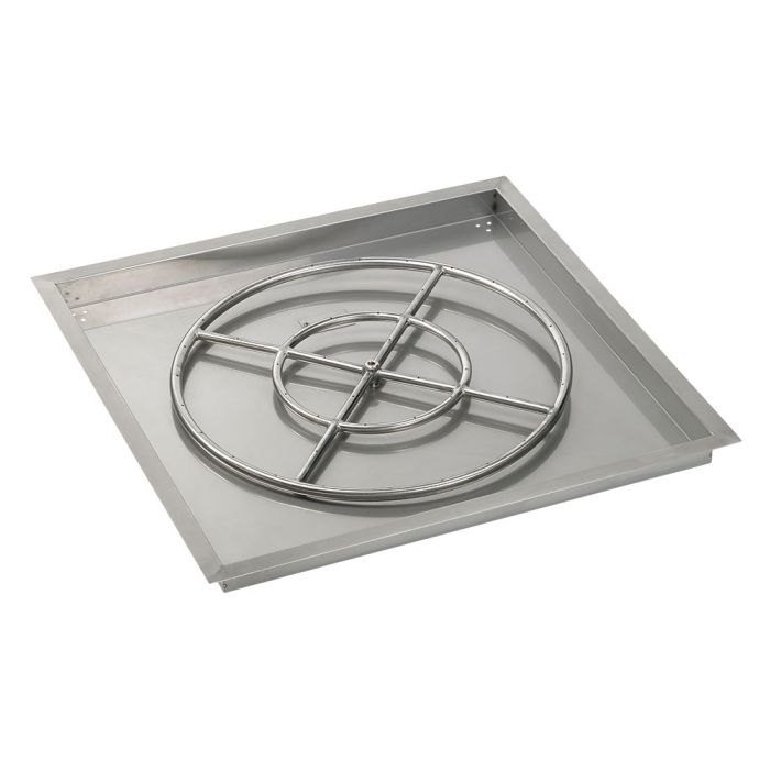American Fireglass 30" Square Drop-In Pan with Match Light Kit (24" Fire Pit Ring) - Natural Gas