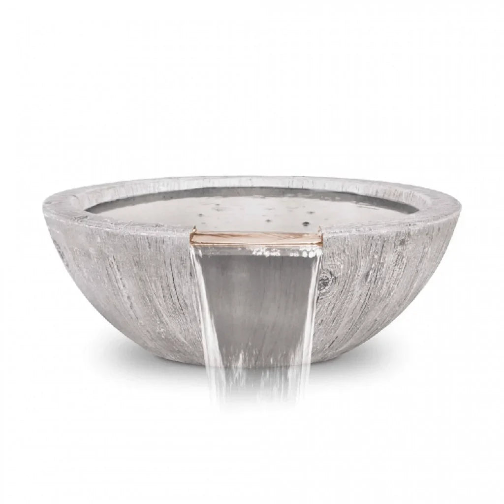 The Outdoor Plus - Sedona GFRC Wood Grain Concrete Round Water Bowl 27"