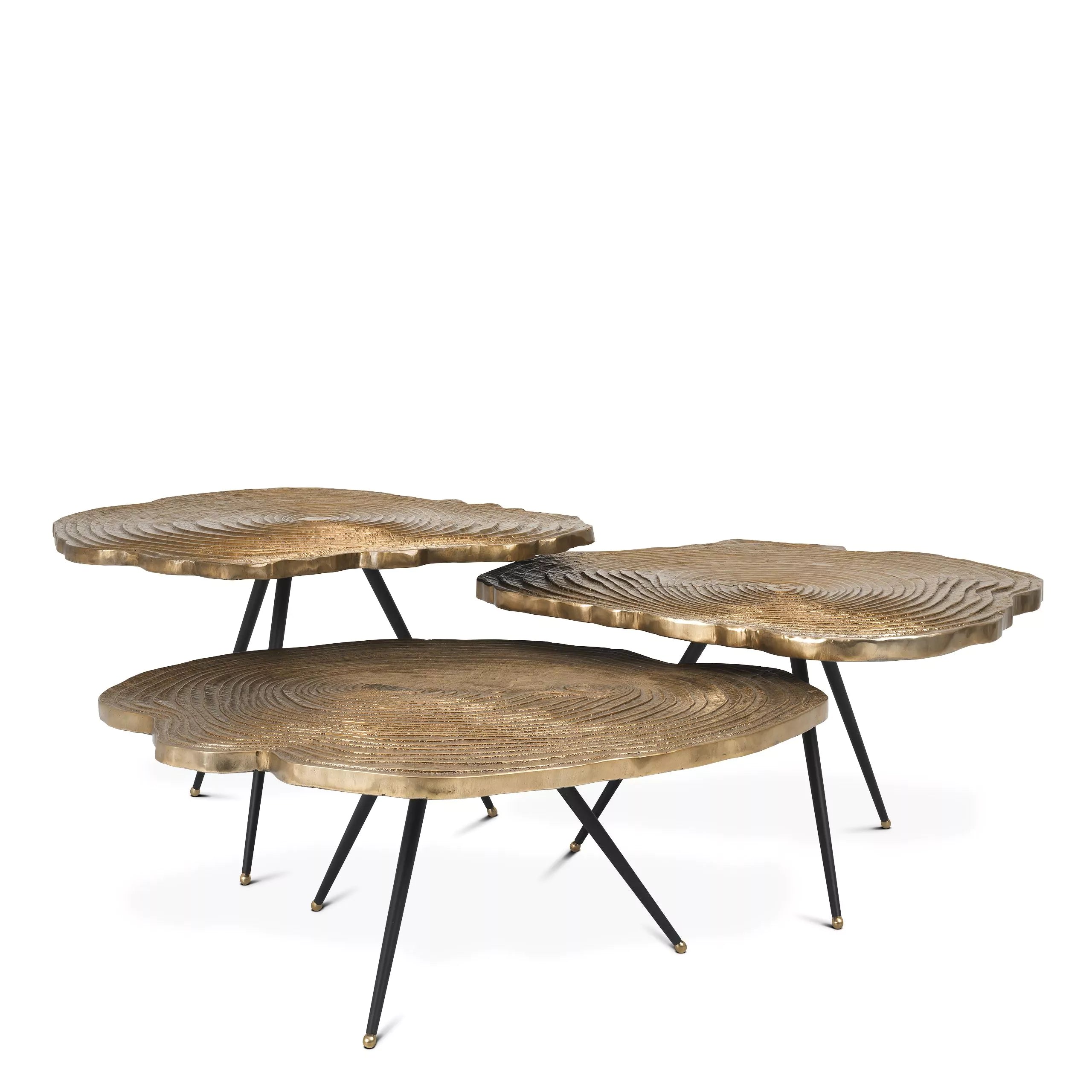 Gold Wood Slice Coffee Table Set (3) | Eichholtz Quercus