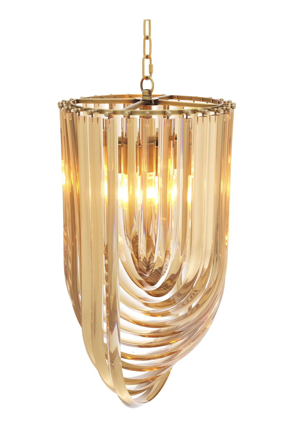 Gold Lucite Loop Chandelier | CHANDELIER MURANO 14" DIA