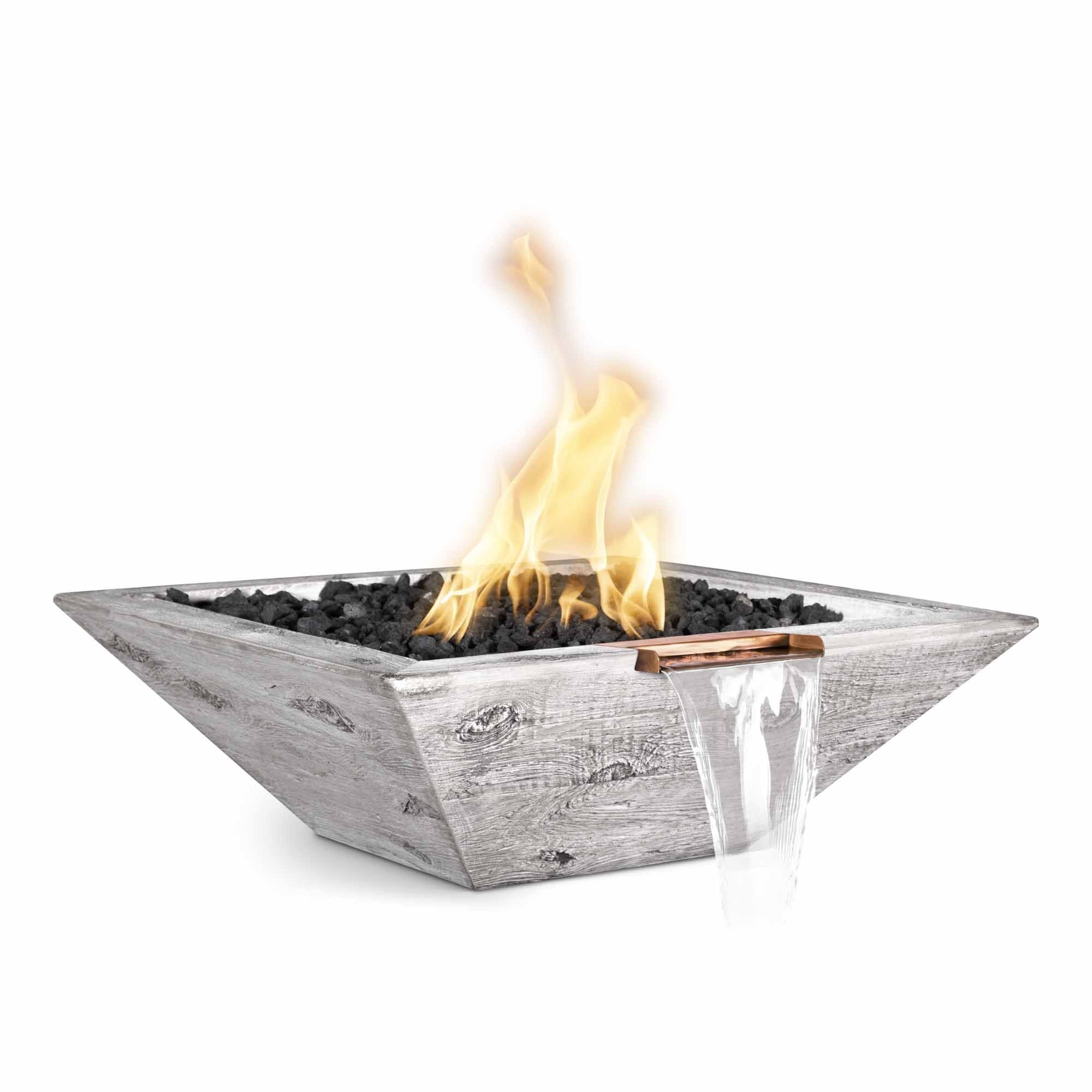 The Outdoor Plus 30 Inch Maya GFRC Wood Grain Concrete Square Fire