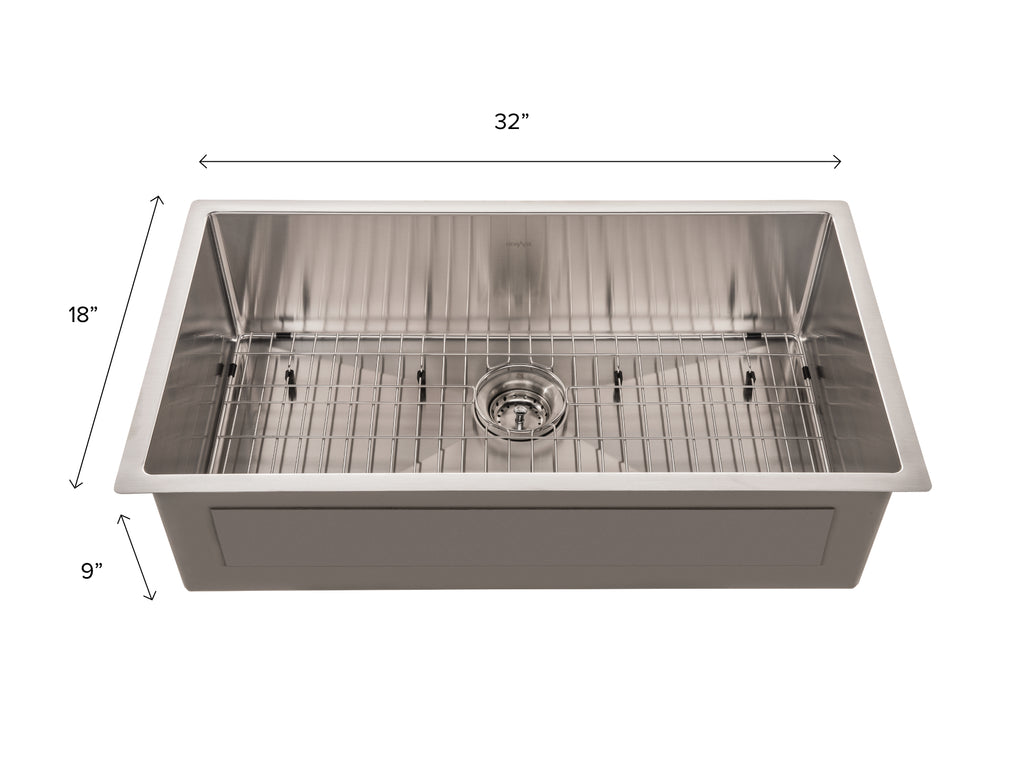 32in. 18 Gauge Undermount Single Bowl Stainless Steel Sink