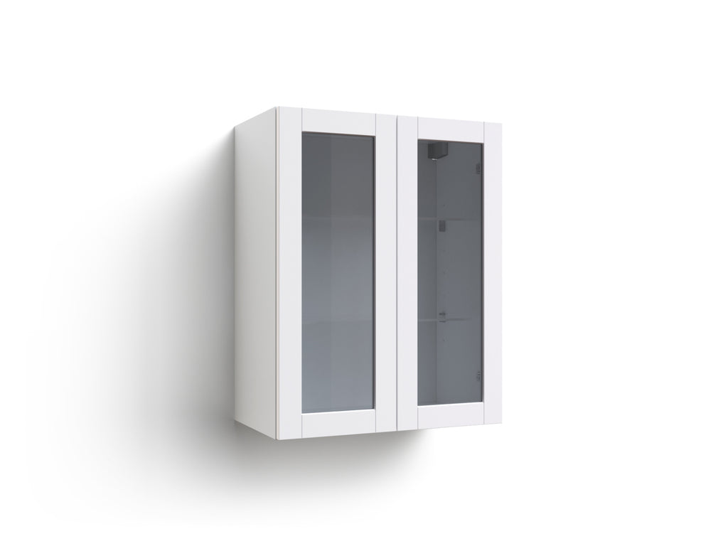 Home Grey Two Glass Door Wall Cabinet, 24 Inch