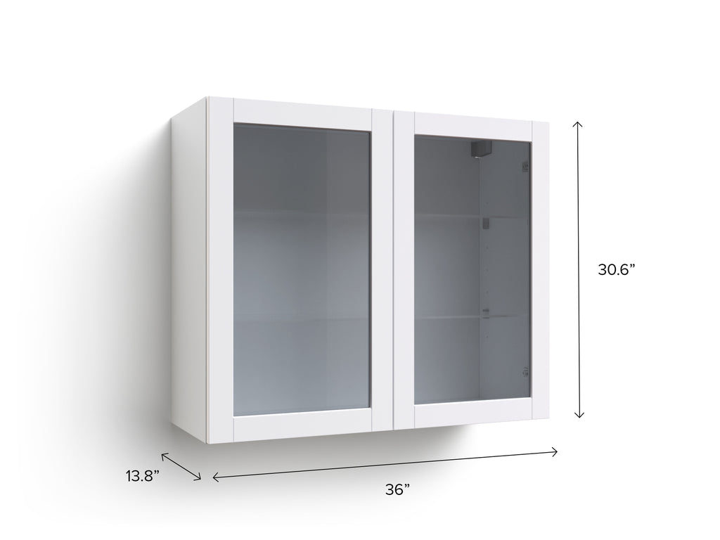 Home Grey Two Glass Door Wall 24 Inch Cabinet