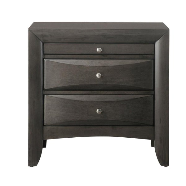 2 Drawer Wooden Nightstand With 1 Pull Out Tray, Gray