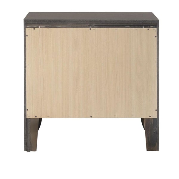 2 Drawer Wooden Nightstand With 1 Pull Out Tray, Gray