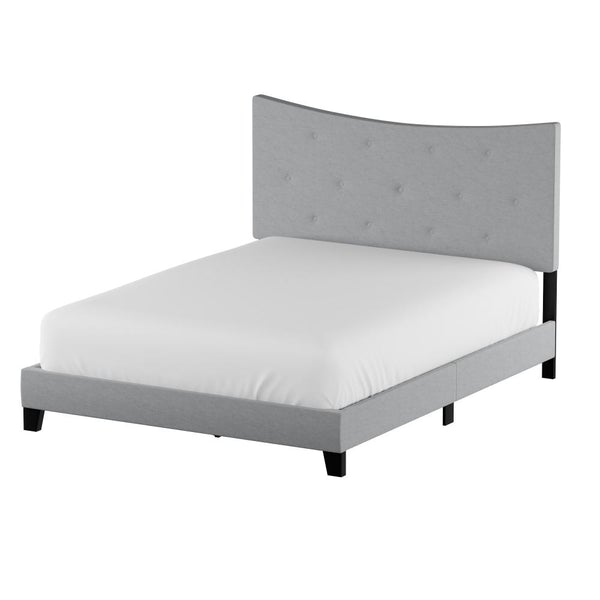 Fabric Queen Bed With Concave Arched Button Tufted Headboard, Gray