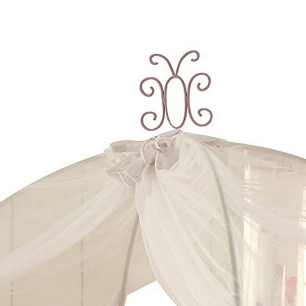 Contemporary Metal Twin Bed With Scrollwork, White And Purple