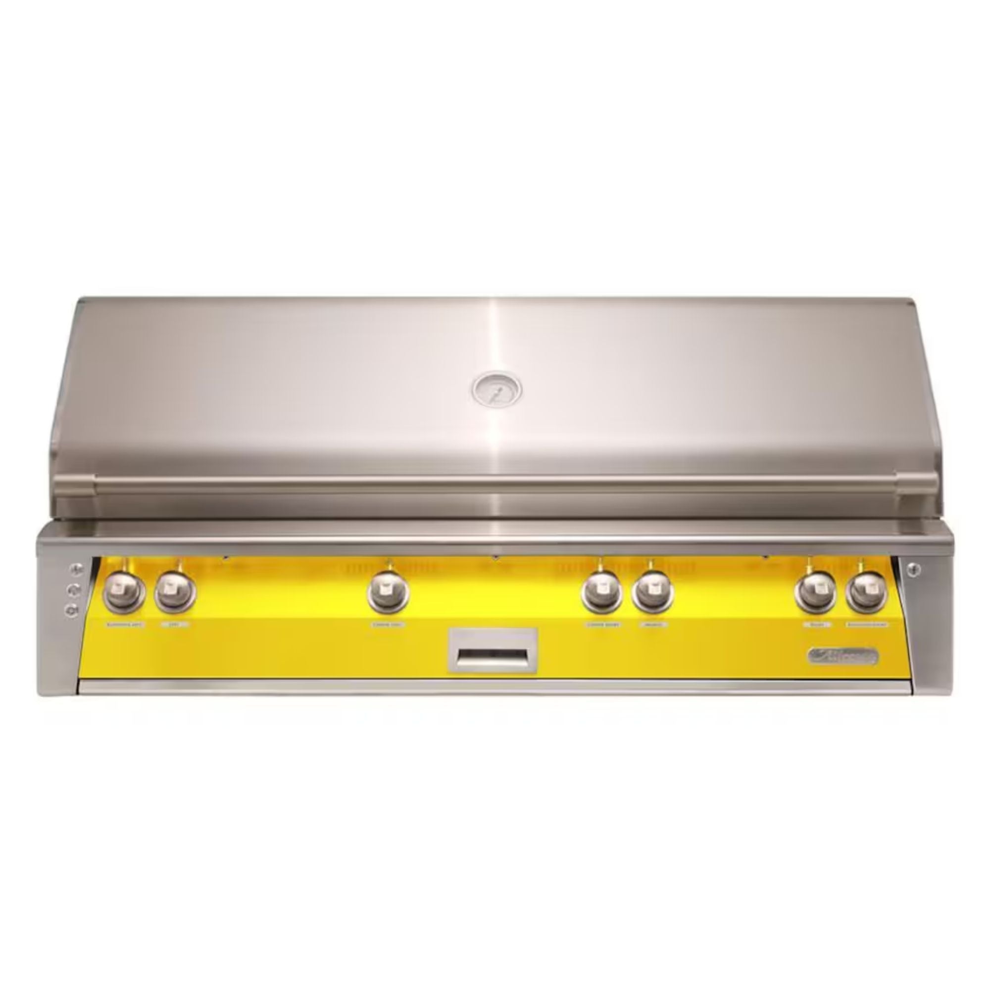 Alfresco 56" Built-In Stainless Steel Gas Grill in Traffic Yellow with Sear Zone & Rotisserie System