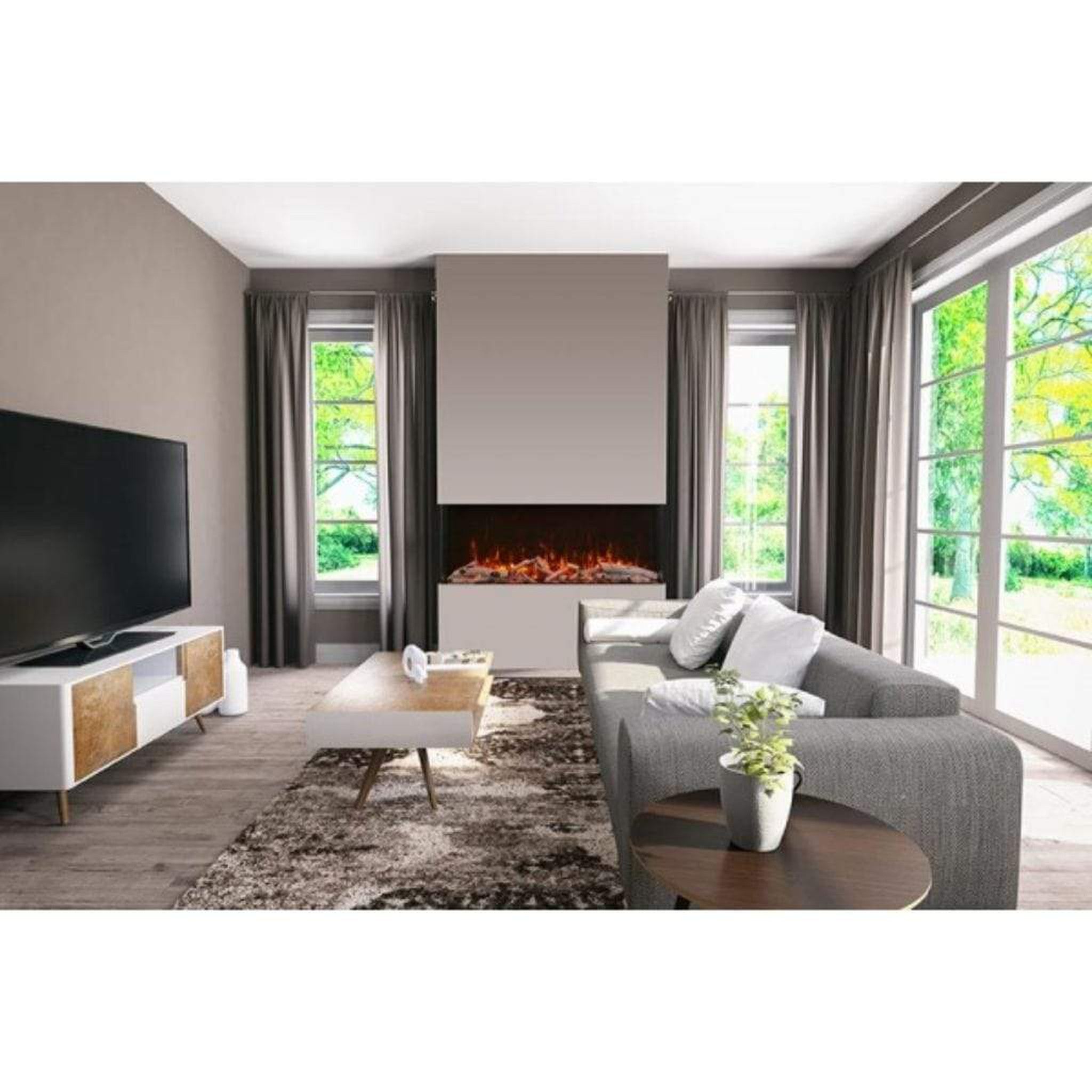 Amantii Tru-View XL XT 50" Three-Sided Electric Fireplace with Designer Media Kit