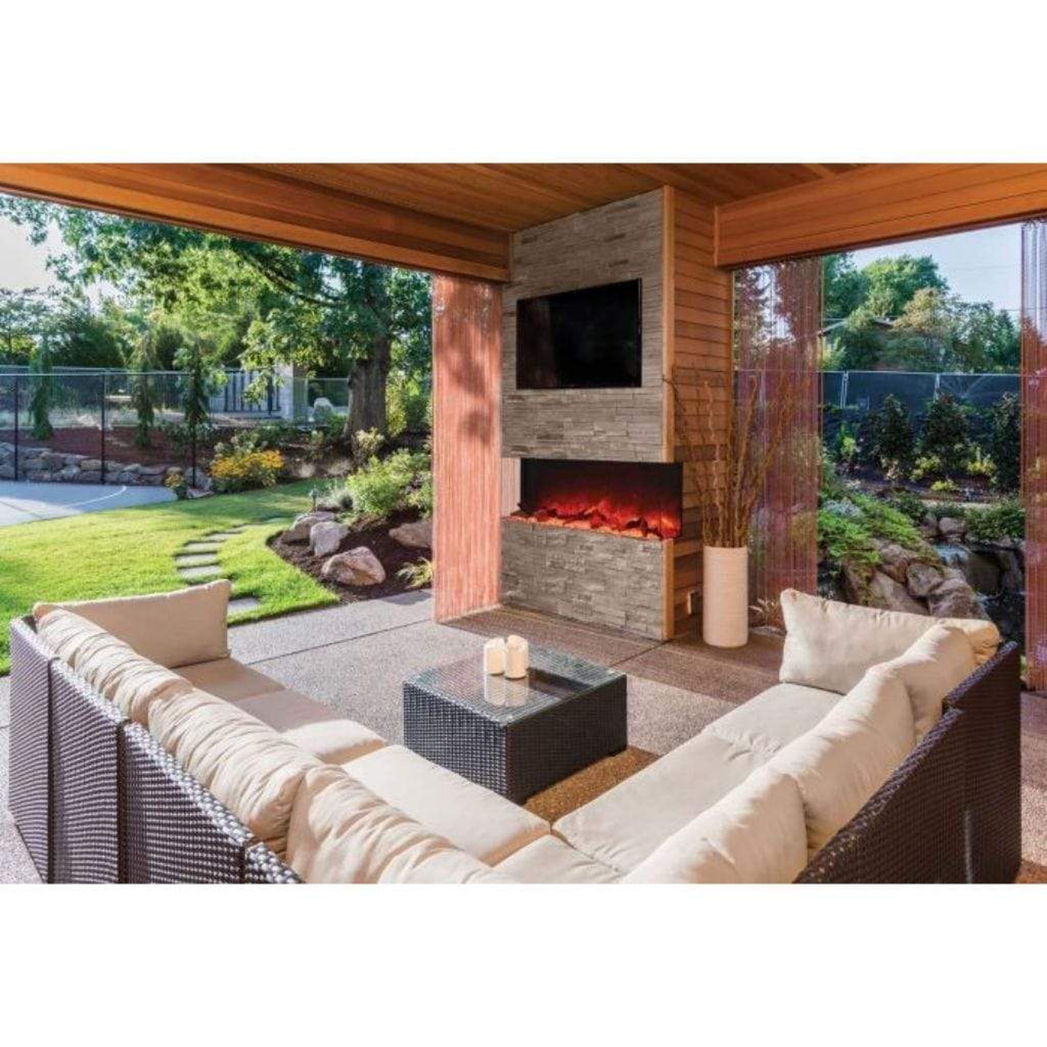 Amantii Tru-View XL XT 50" Three-Sided Electric Fireplace with Designer Media Kit