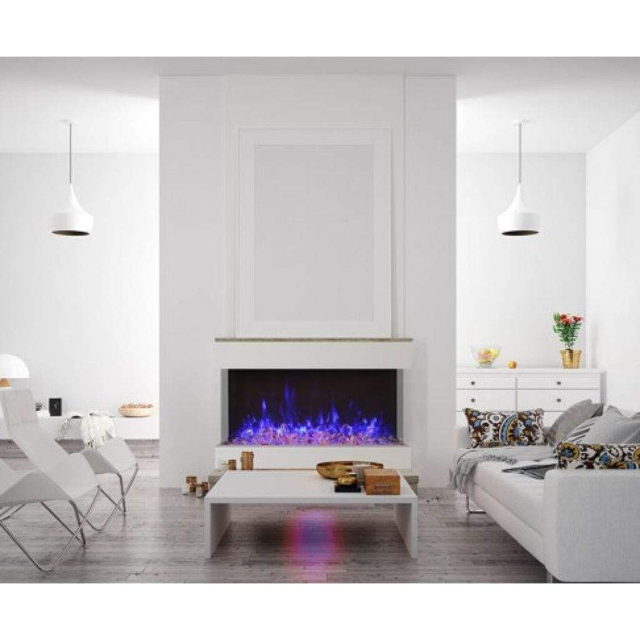 Amantii Tru-View XL XT 50" Three-Sided Electric Fireplace with Designer Media Kit