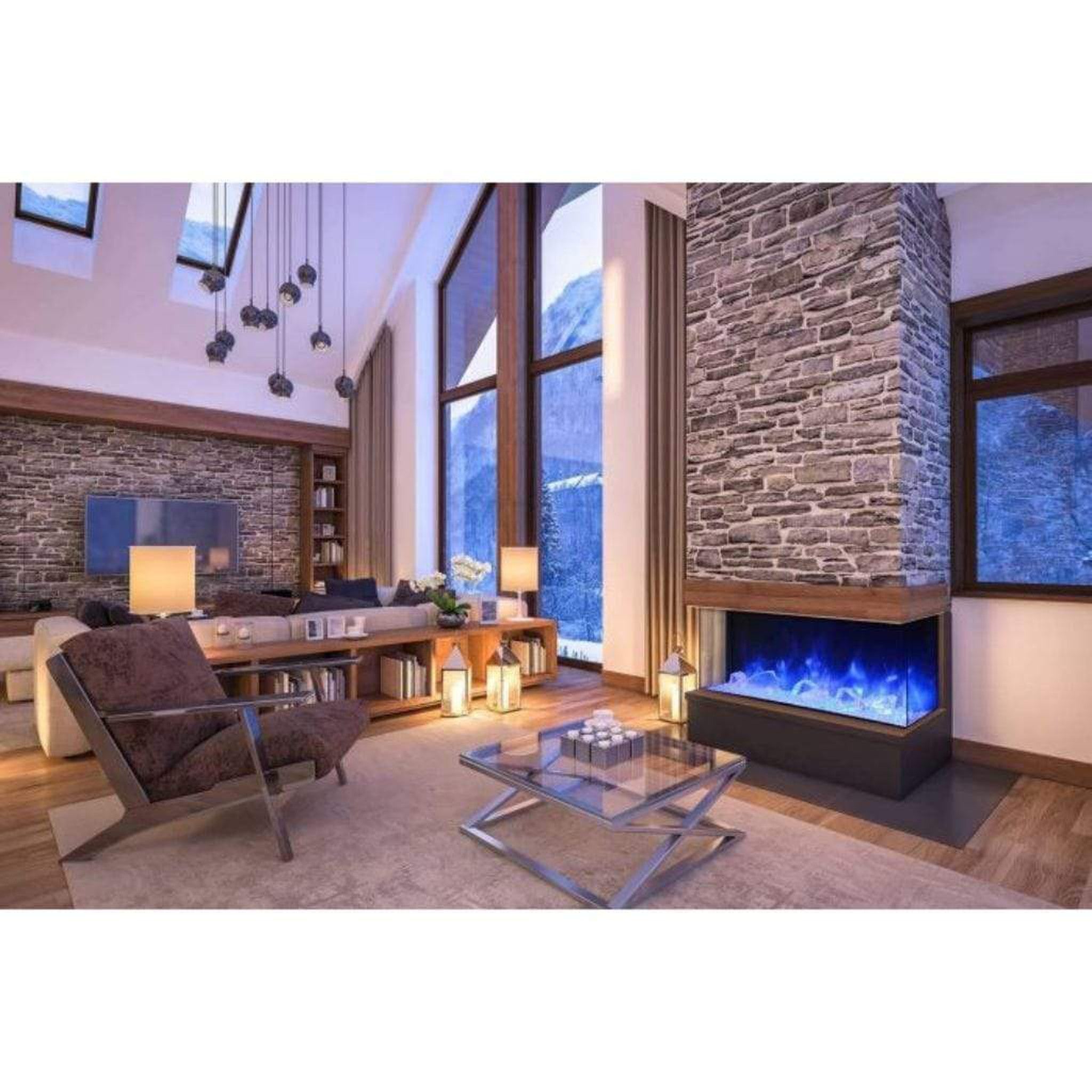 Amantii Tru-View XL XT 72" Three-Sided Indoor Outdoor Electric Fireplace with 22" Tall Viewing Area