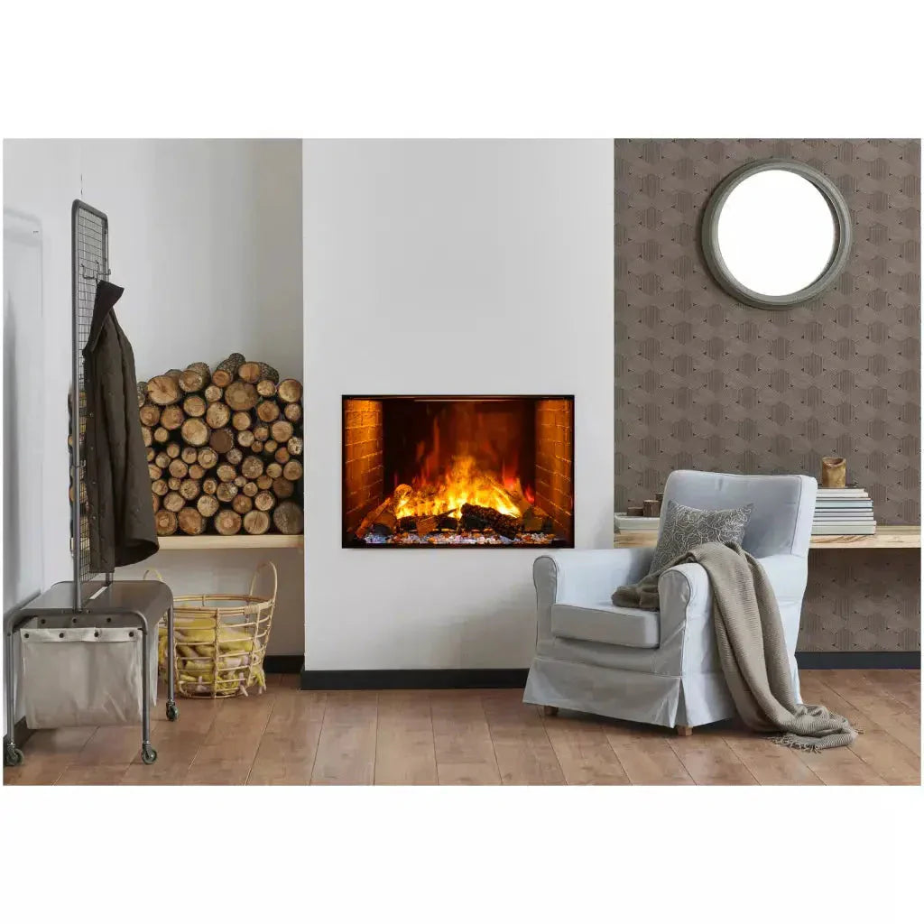 Amantii Signature Series Traditional 38" Built-in Electric Fireplace with Optimyst®, Integrated Bluetooth Audio & Oak Log Display