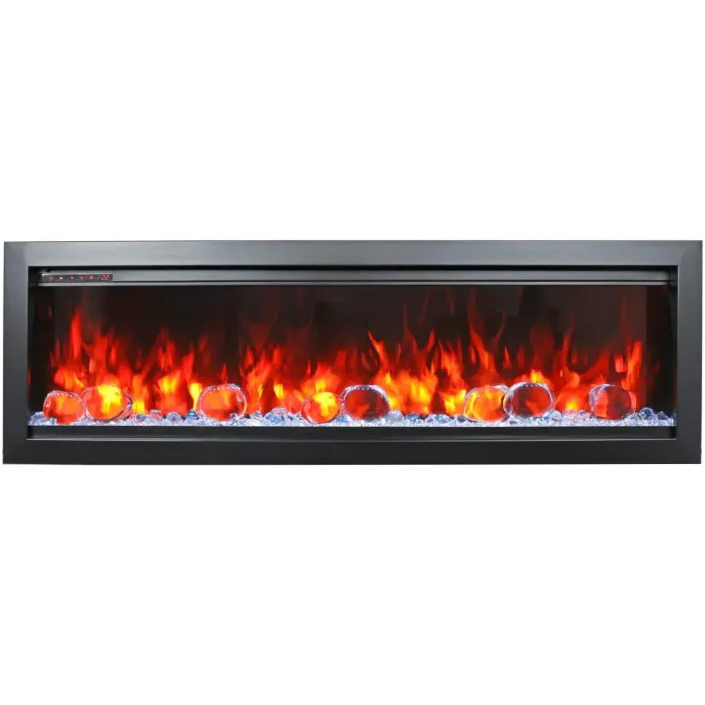 Amantii Symmetry Bespoke 88" Built-In Smart Electric Fireplace – Indoor/Outdoor with Bluetooth and Crackling Sound
