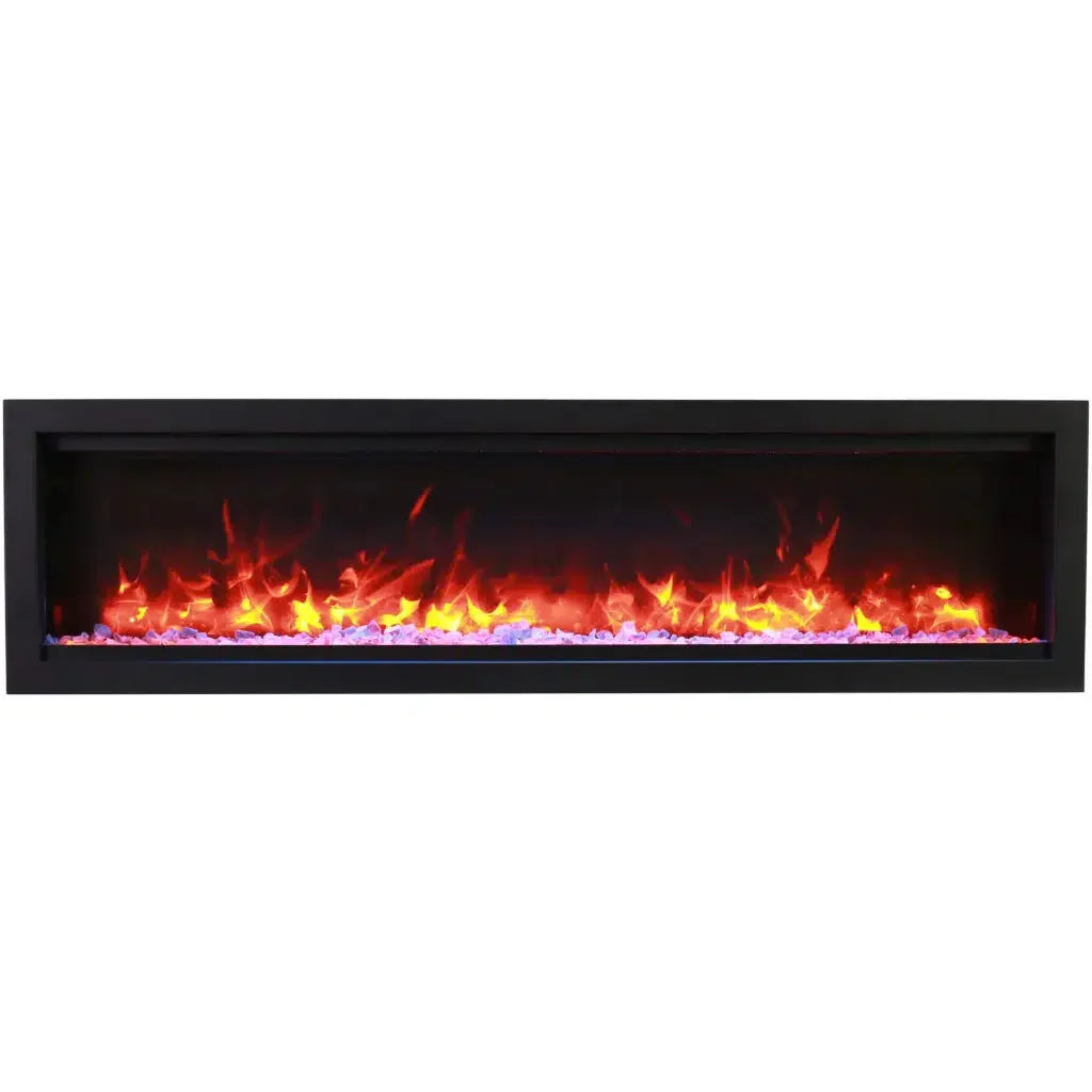 Amantii Symmetry Lumina 42" Smart Built-in Electric Fireplace for Indoor/Outdoor Use with Logset & Front Vent Heat