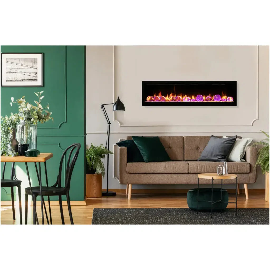 Amantii Symmetry Lumina 42" Smart Built-in Electric Fireplace for Indoor/Outdoor Use with Logset & Front Vent Heat