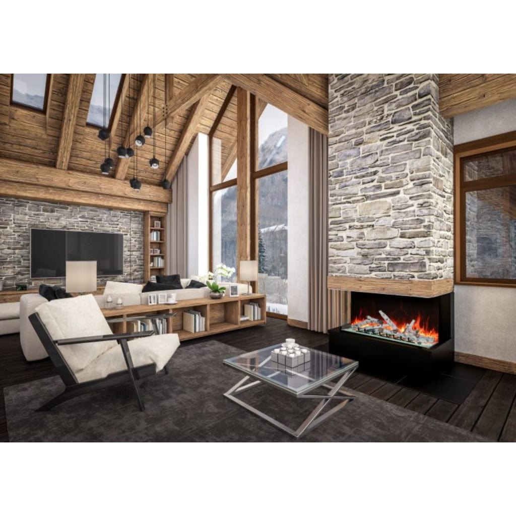 Amantii Tru View Bespoke 55" Three-Sided Indoor/Outdoor Electric Fireplace with Smart Control and Bluetooth