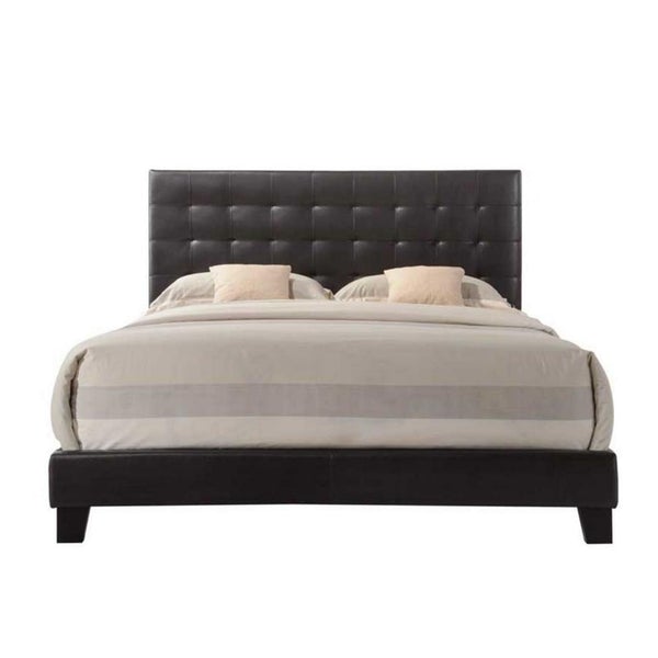 Sophistiated Transitional Style Queen Size Padded Bed, Brown