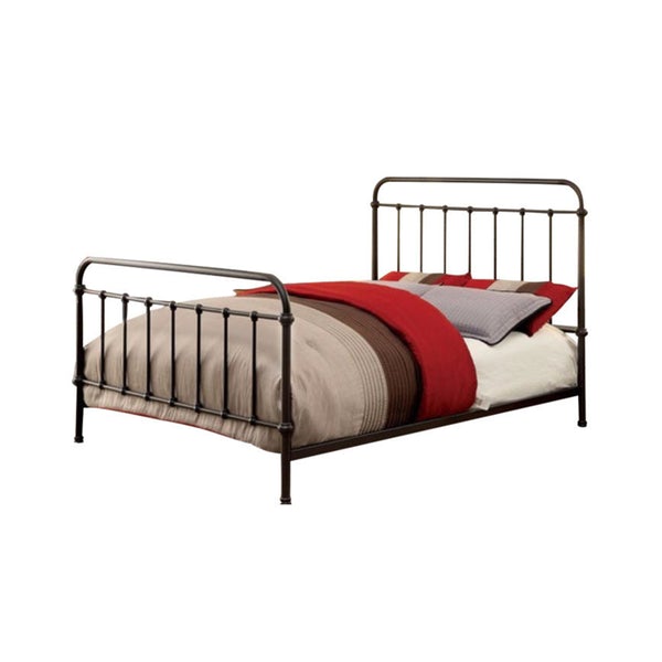 Metal Full Size Platform Bed With Headboard & Footboard, Deep Bronze