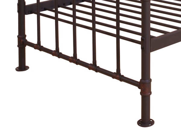 Metal Twin Bed With Pipe Design Structure, Antique Bronze