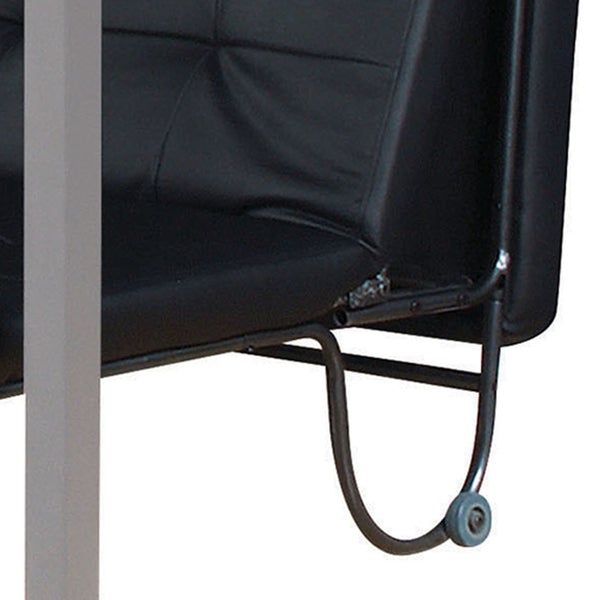 Adjustable Metal Futon With Faux Leather Upholstered Tufted Details And Casters, Black