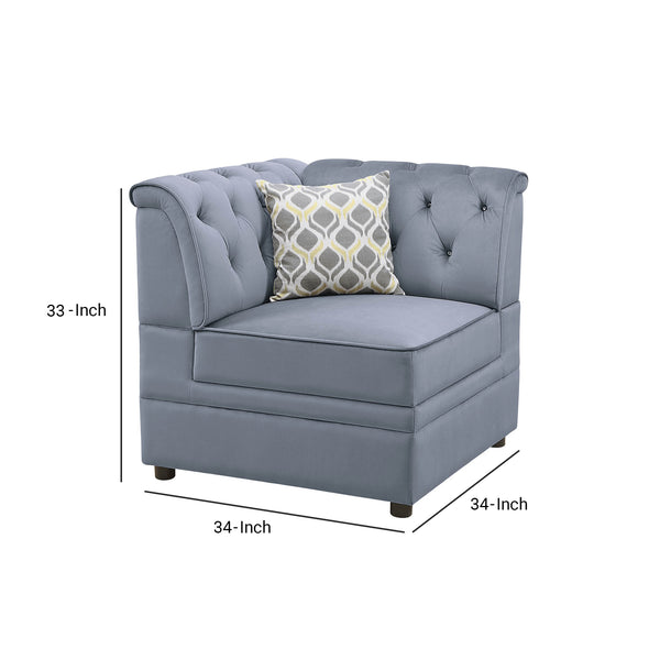 Fabric Upholstered Wooden Modular Wedge With Button Tufted Details, Gray
